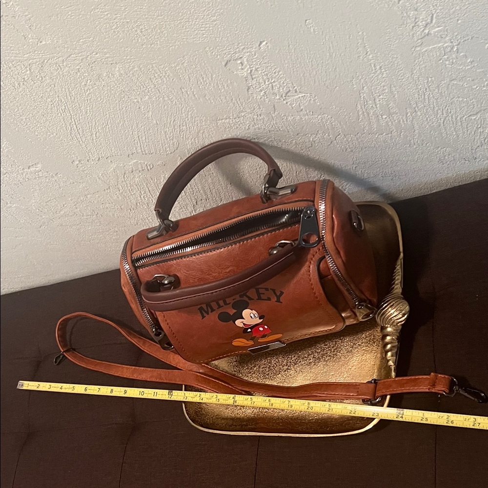 #1637* Unisex’s Mickey Leather-Style Brown Top-Handle - Picture 7 of 14